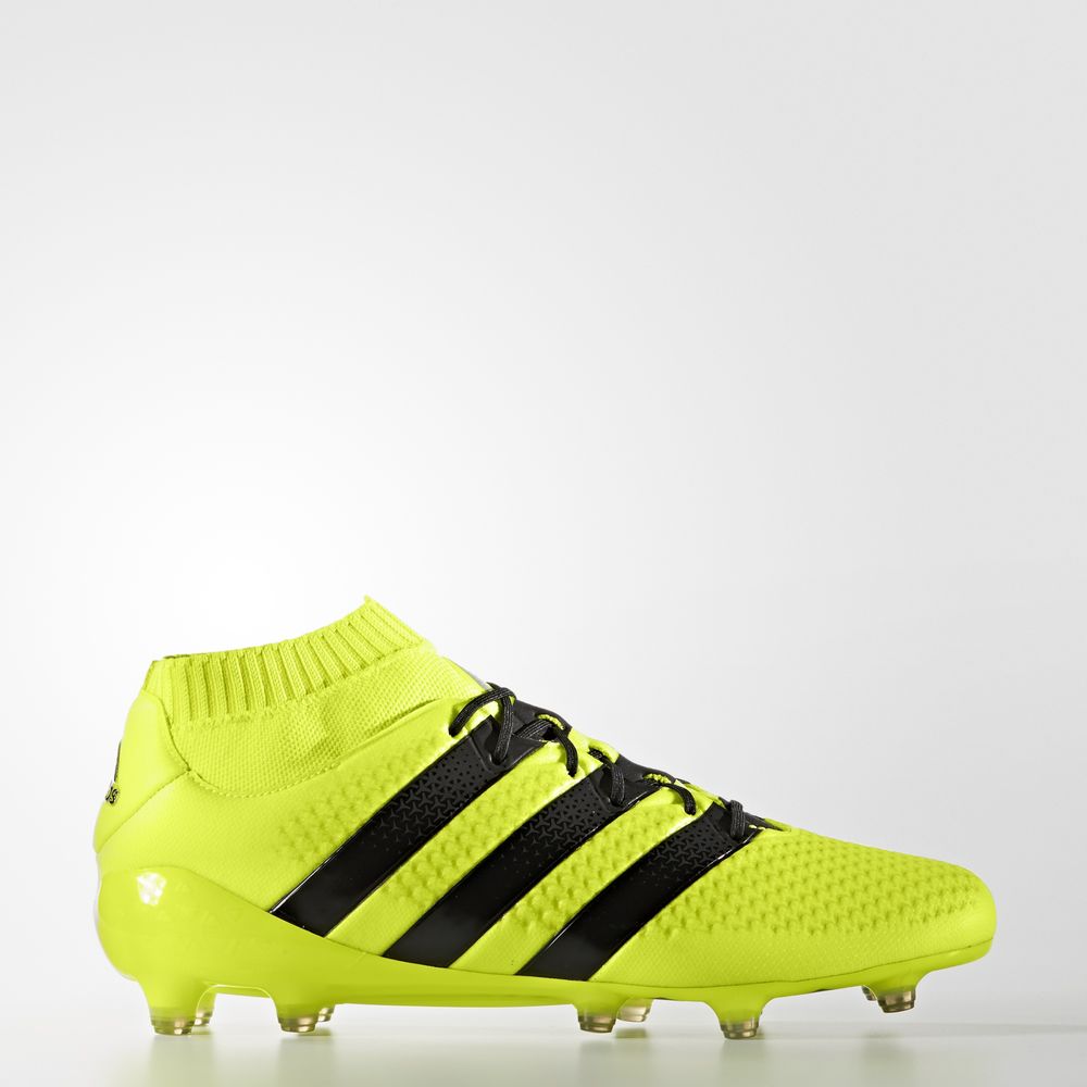 Adidas Ace 16.1 Primeknit Firm Ground - ποδοσφαιρικα παπουτσια ανδρικα - Κίτρινα/Μαυρα/Ασημι Μεταλλι